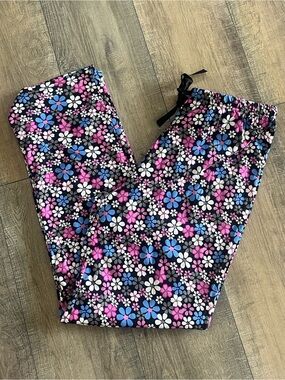 Mayfair Floral Pajama Pants with Pink & Blue Flowers Size Large ~New~